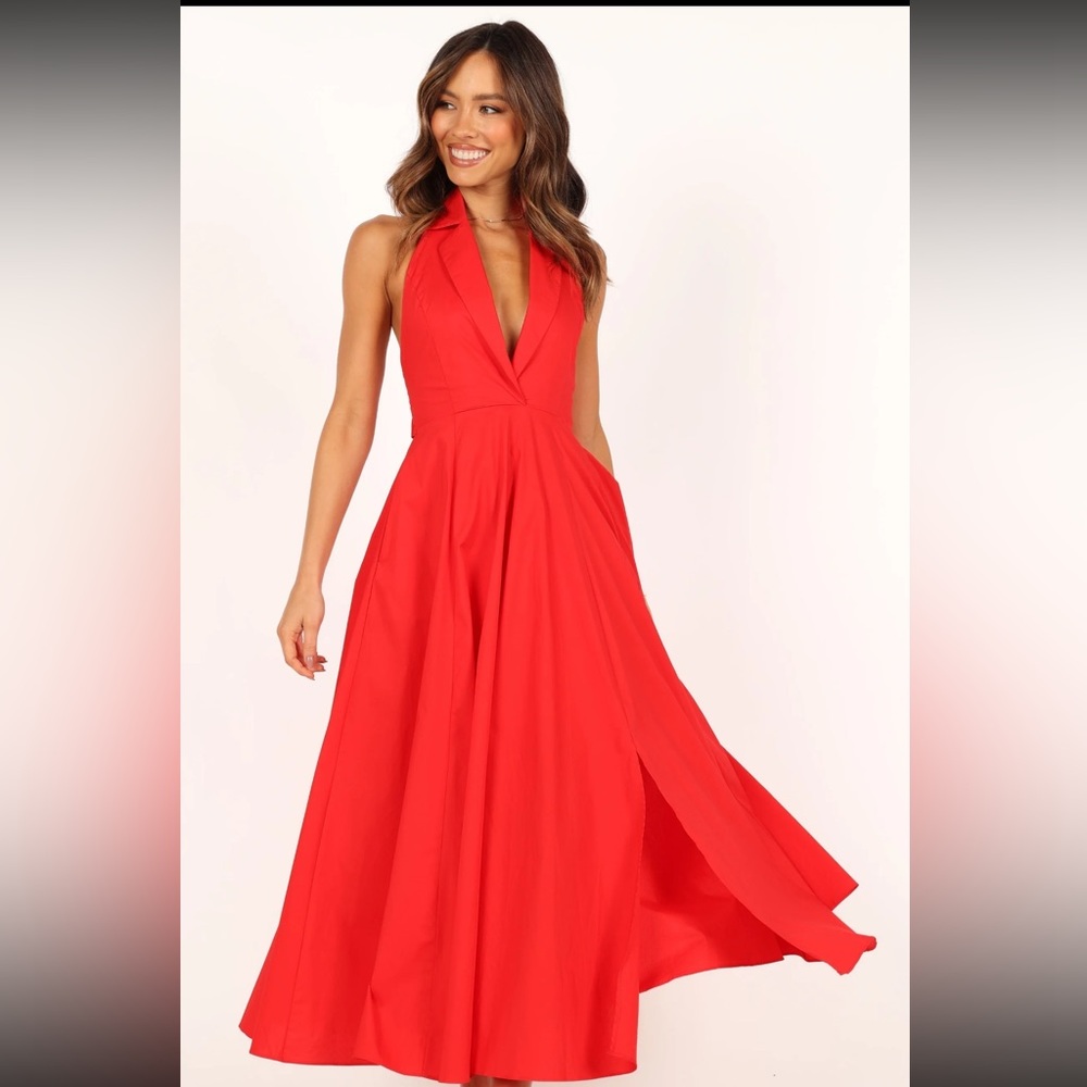 NWT red halter dress with open back